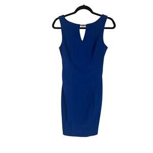 Bisou Bisou Royal Blue Sleeveless Tank Sheath Dress Keyhole Neckline Size 4